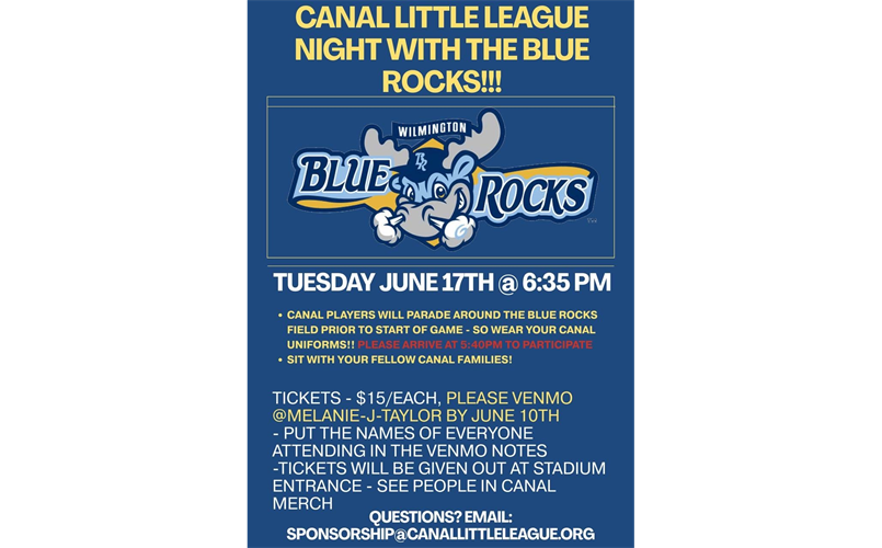 Canal Little League Night with the Blue Rocks